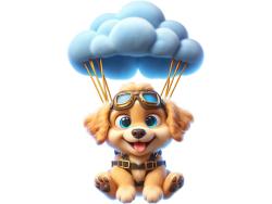 Adesivi Murali per Bambini - Cucciolo di Golden Retriever con Paracadute