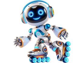 Adesivi Murali per Bambini - Robot Umanoide sui Pattini in Linea