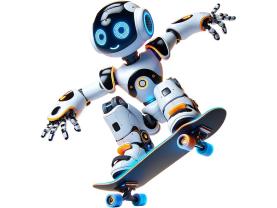 Børn Vægklistermærker - Sej Skatende Humanoid Robot