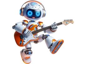 Muurstickers voor Kinderen - Gitaarspelende Mensachtige Robot