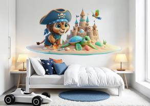 Castillo de Arena con León Pirata y Tortuga