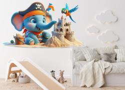 Sandcastle with Blue Pirate Elephant