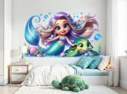 Little Mermaid with Green Turtle