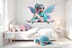 Stylish Fairy on a Skateboard