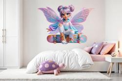 Modern Fairy Sitting on a Skateboard