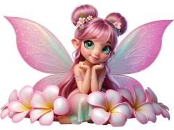 Kids Wall Stickers - Enchanted Fairy and Hawaiian Flowers
