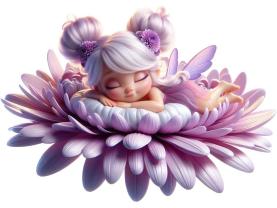 Stickers Muraux Enfants - Fée Endormie parmi les Pétales Doux