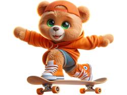 Stickers Muraux Enfants - Ourson Skateur