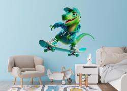 Green Dinosaur on Skateboard