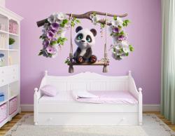 Little Panda on Floral Swing