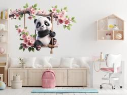 Panda on Cherry Blossom Swing