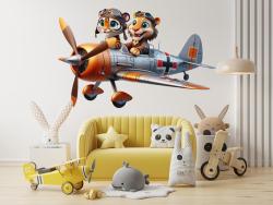Retro Plane Lion and Tiger Pilots