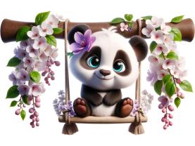 Kinder-Wandsticker - Kirschblütenschaukel und Pandabärchen