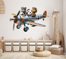 Lion and Tiger Adventure in Retro Plane