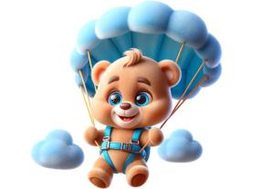 Kinder-Wandsticker - Fallschirmspringender Teddybär