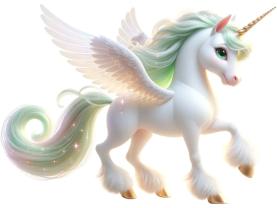 Kinder-Wandsticker - Zauberhaftes Einhorn in Weiss und Grün