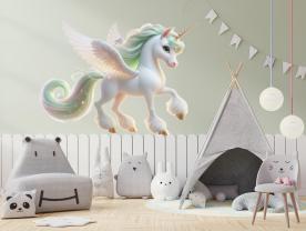 Unicornio Encantado Blanco y Verde
