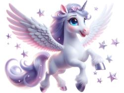 Kids Wall Stickers - Magical White and Lilac Unicorn