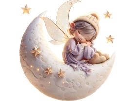 Kinder-Wandsticker - Traumfee auf dem Funkelnden Mond