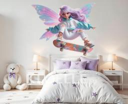 Fée Lilas Enchantée sur son Skateboard