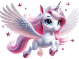 Vinilos Decorativos Infantiles - Unicornio Encantado con Crin Rosa