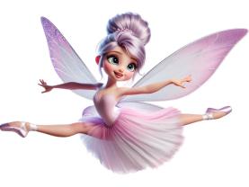 Muurstickers voor Kinderen - Ballerina Fee in Grand Jeté