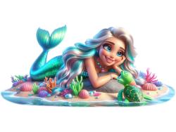 Kids Wall Stickers - Enchanting Mermaid with a Turquoise Tail