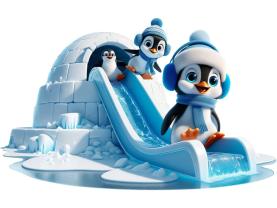 Kinder-Wandsticker - Pinguine und Iglu mit Wasserrutsche