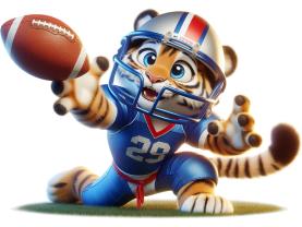 Adesivi Murali per Bambini - Tigre Giocatore di Football Americano