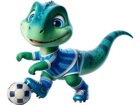 Stickers Muraux Enfants - Dinosaure Drôle Joueur de Football