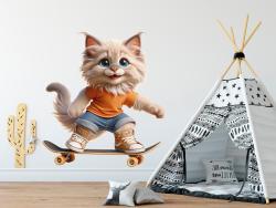 Maine Coon Kitten on a Skateboard