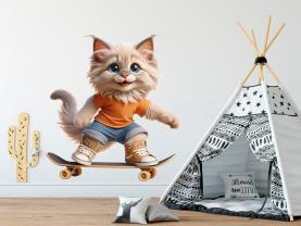 Maine Coon Katteunge på Skateboard