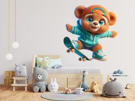 Smilende Teddybjørn på Skateboard