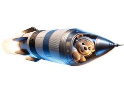 Kids Wall Stickers - Teddy Bear in the Space Rocket