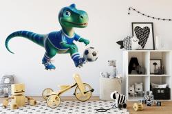 Blue and Green Dinosaur Playing Football