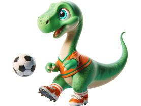 Adesivi Murali per Bambini - Dinosauro Verde che Gioca a Calcio