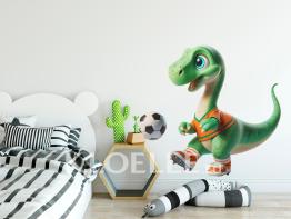 Dinosauro Verde che Gioca a Calcio