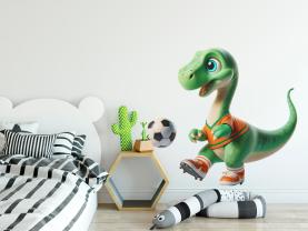 Groene Dinosaurus die Voetbal Speelt