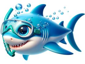 Vinilos Decorativos Infantiles - Tiburón Divertido Haciendo Submarinismo
