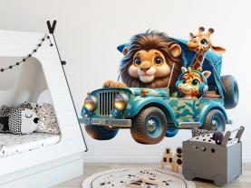 Djungeldjur i en Kamouflagebuggy