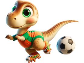 Väggdekor för Barn - Liten Fotbollsspelande Dinosaurie