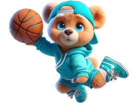 Autocolantes de Parede Infantil - Ursinho de Peluche Jogador de Basquetebol