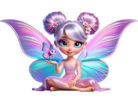 Vinilos Decorativos Infantiles - Dulce Hada Rosa y la Mariposa