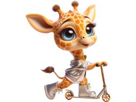Vinilos Decorativos Infantiles - Pequeña Jirafa Moderna en Patinete