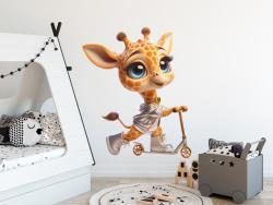 Little Modern Giraffe on a Scooter