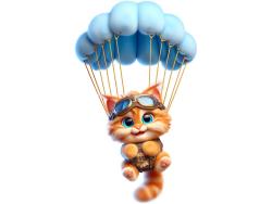 Kids Wall Stickers - Maine Coon Kitten with Parachute