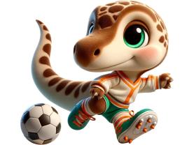 Børn Vægklistermærker - Lille Dinosaur med Fodbold