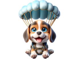 Vinilos Decorativos Infantiles - Cachorrito Beagle con Paracaídas