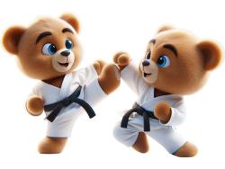 Stickers Muraux Enfants - Oursons en Peluche en Plein Karaté