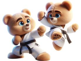 Kinder-Wandsticker - Karatekampf zwischen Teddybären